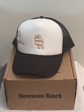 Stevenson Ranch Trucker Hat - White Front with Black Mesh